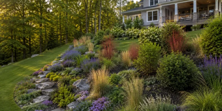 Native Plantings For Sloped Backyards in Central New Jersey.